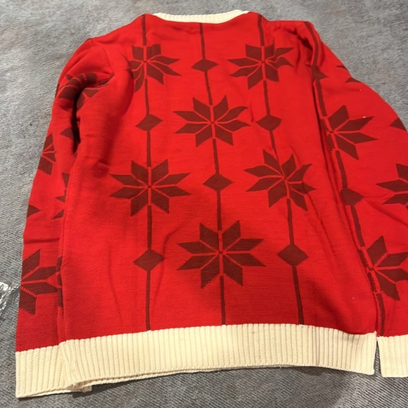Red Crewneck Christmas Sweater with Snowflake Design - Picture 2 of 2